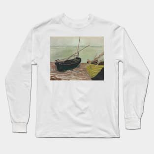 Etude de Bateaux Sur la Plage d'Etretat by Claude Monet Long Sleeve T-Shirt